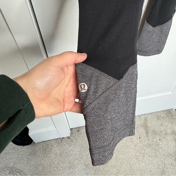 Lululemon Pace Rival Crop Leggings 22" Heathered Black Full On Luxtreme Size 6 - Picture 7 of 7